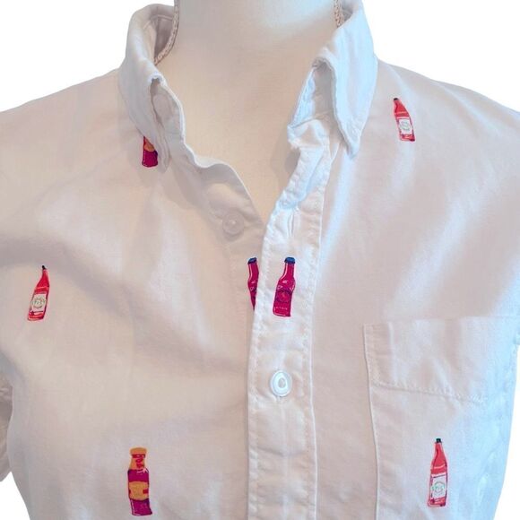 American Eagle Seriously Soft Graphic Hot Sauce Button Down Shirt Size S - Picture 3 of 4